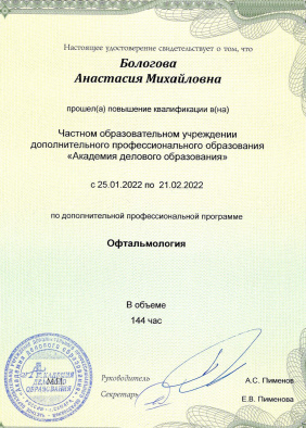 Бологова Анастасия Михайловна
